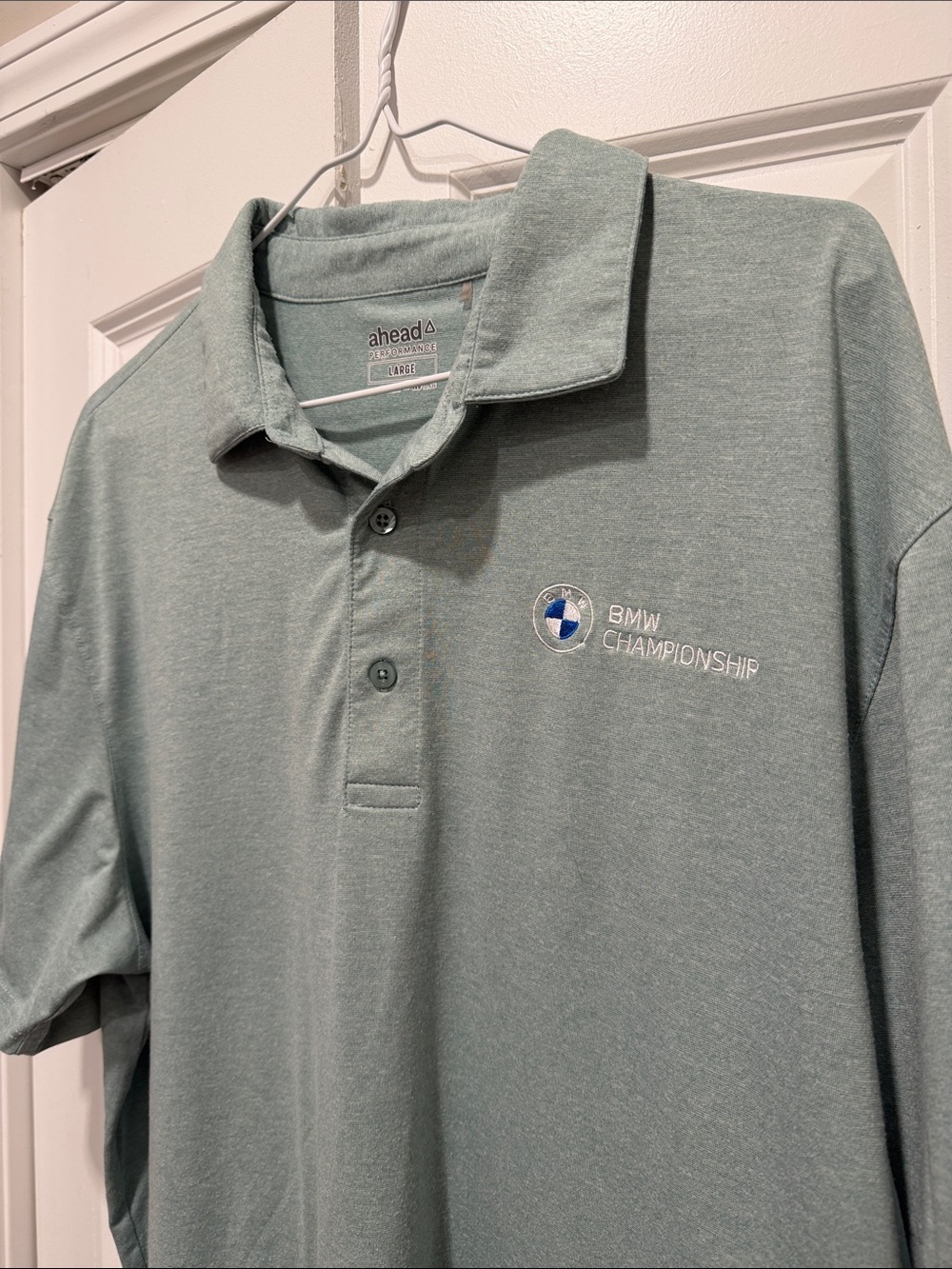 Men's golf Polo Shirt size large - Sage Green Ahead PGA Tour BMW Championship